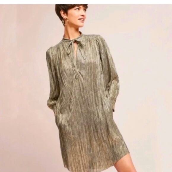 Women's Anthropologie Sabina Musayev Black Gold Cocktail Dress XS - Picture 1 of 8
